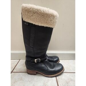 UGG Australia Brooks Tall Black Leather Waterproof eVent Shearling Boots 5499